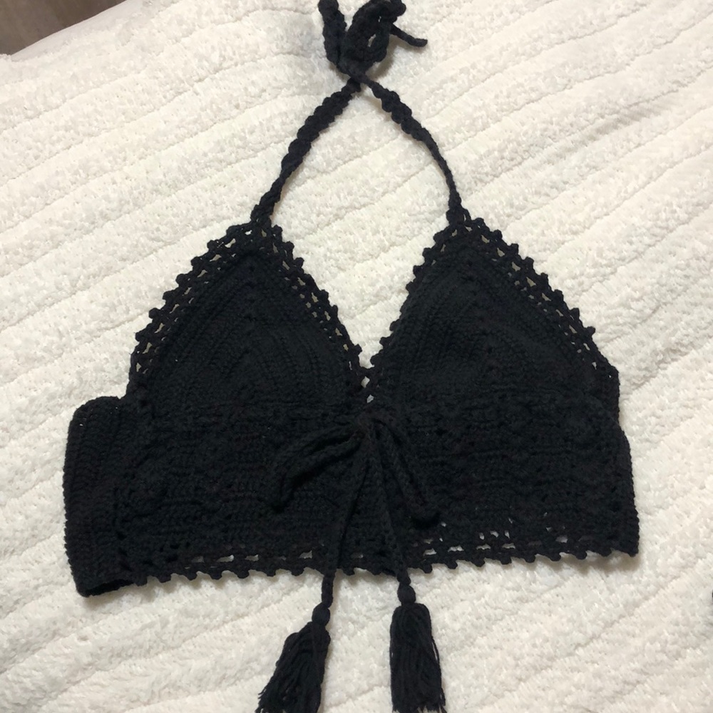 Black Bohemian Crop Top